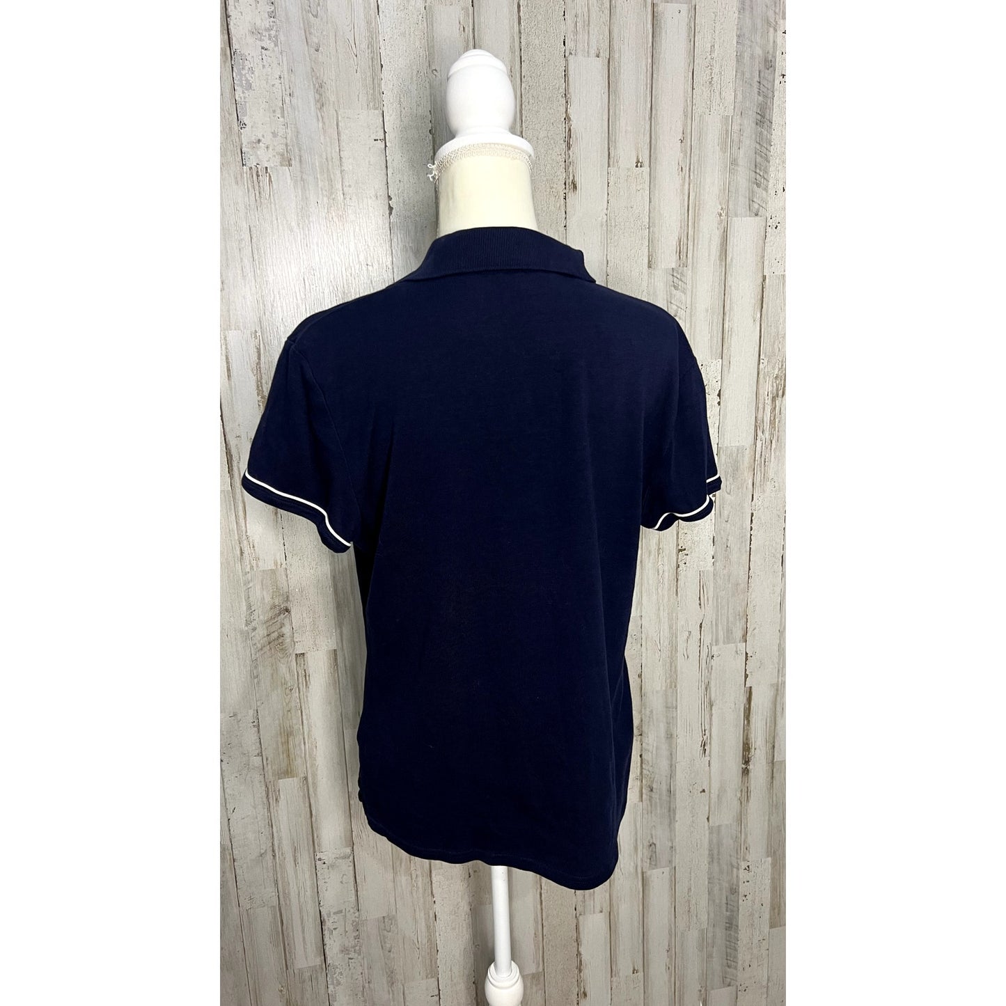 Tommy Hilfiger Women's XL Navy Blue Polo Shirt V-Neck Short Sleeve