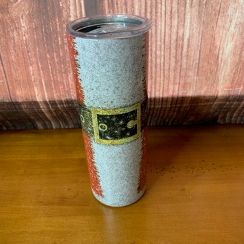 Santa Suit Christmas Skinny Travel Tumbler Cup Red/White