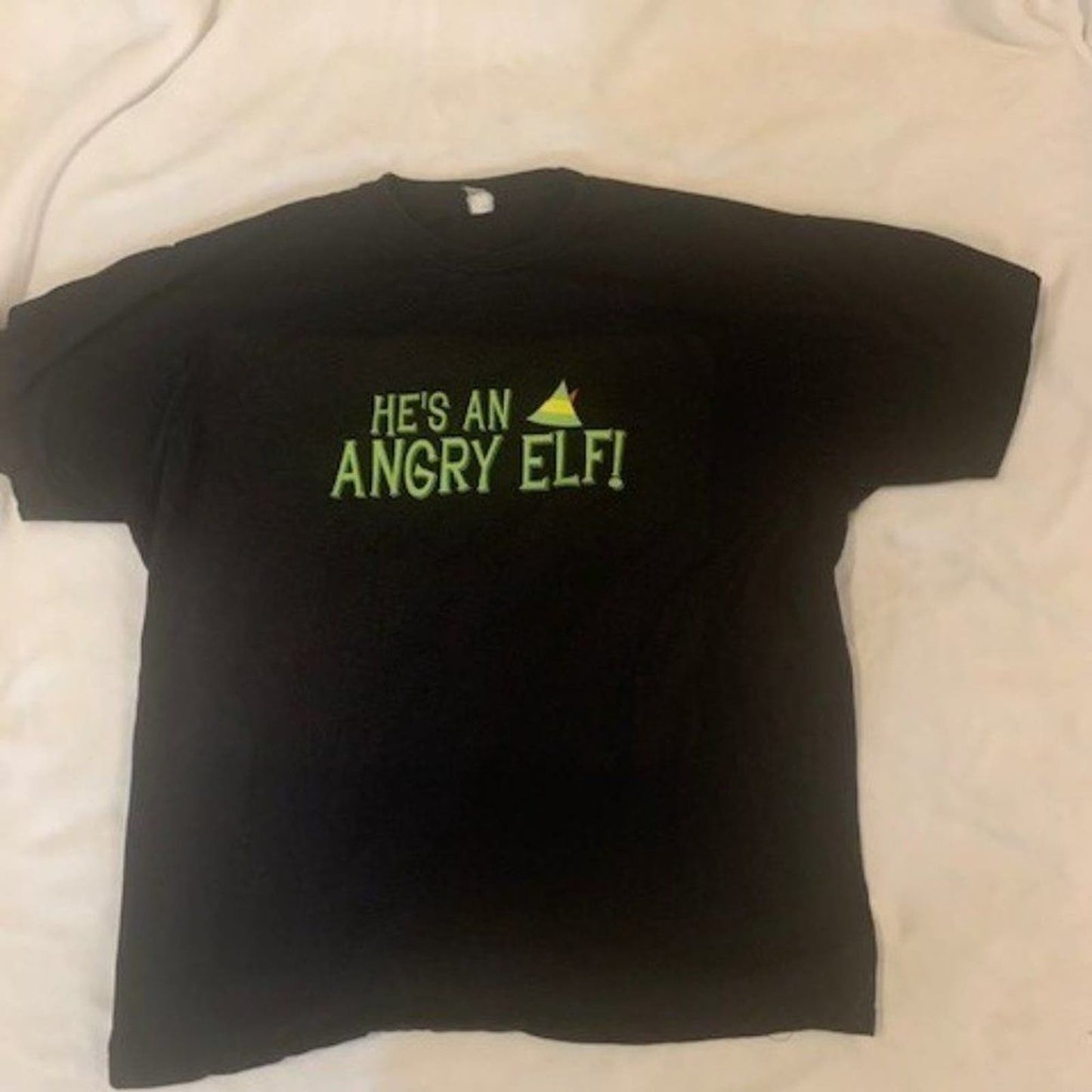 Elf Movie He's an Angry Elf black shirt XL