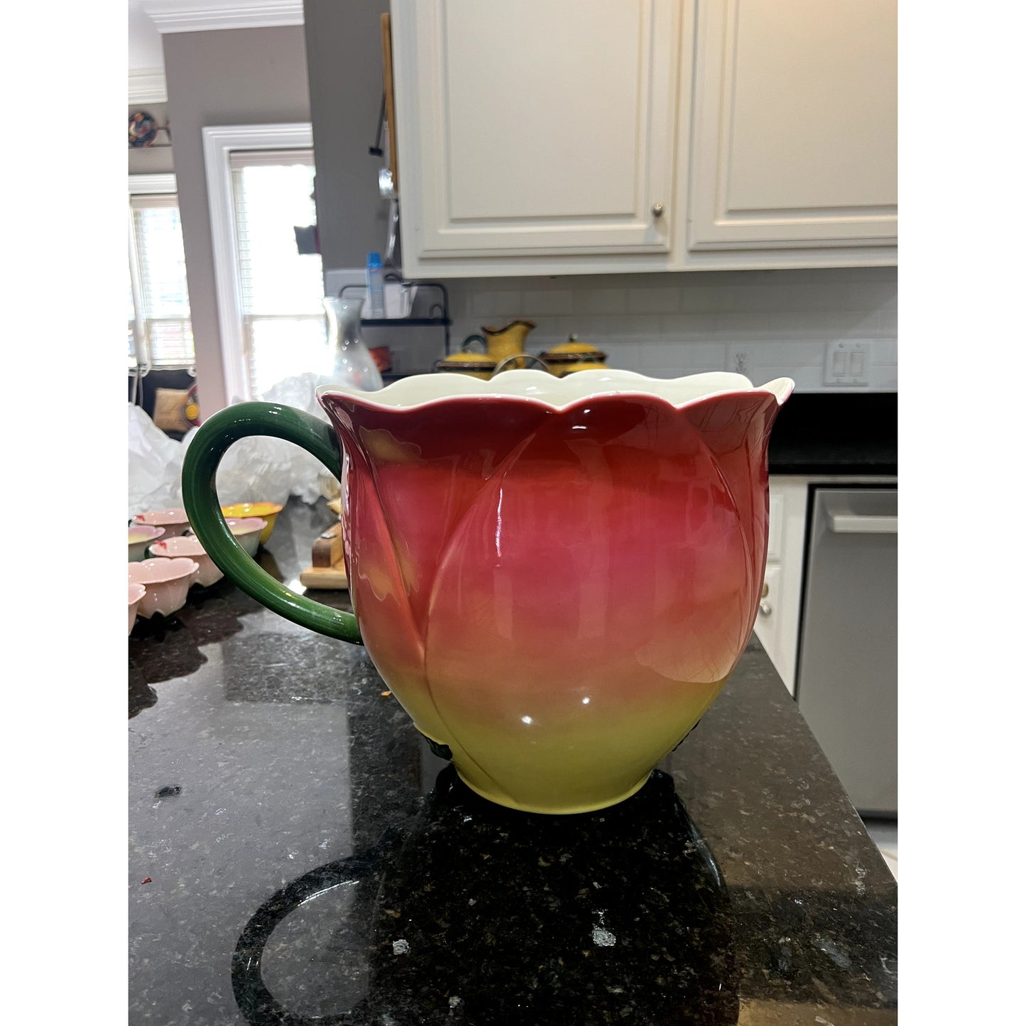 Handcrafted Enamel Floral Ceramic Tea Punch Bowl Set 8-Piece