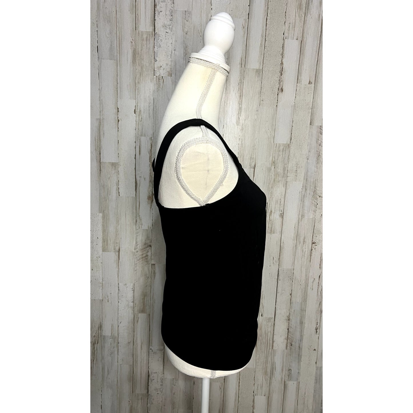 White House Black Market Women's XS Black Draped Square Neck Tank Top