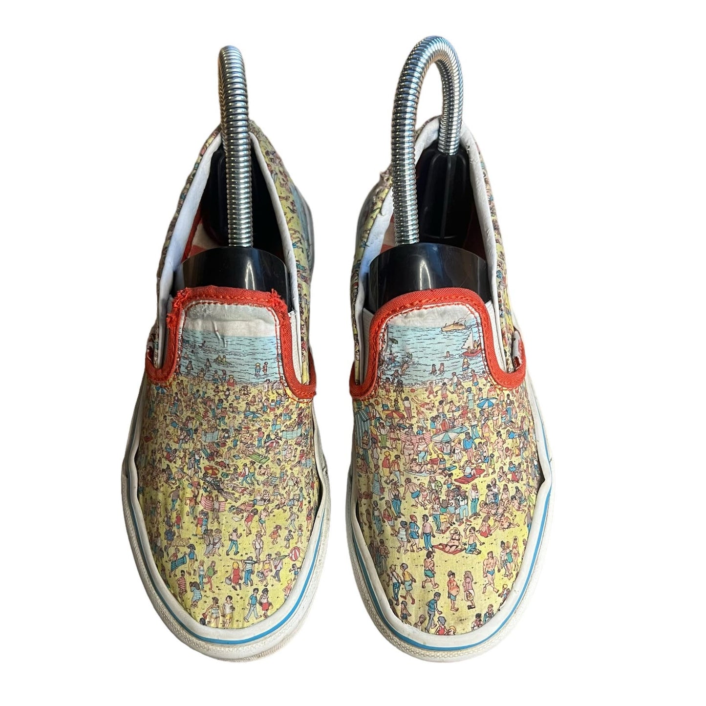 Vans X Where's Waldo Slip-On Kids 2.5 Shoes Red/Yellow Canvas