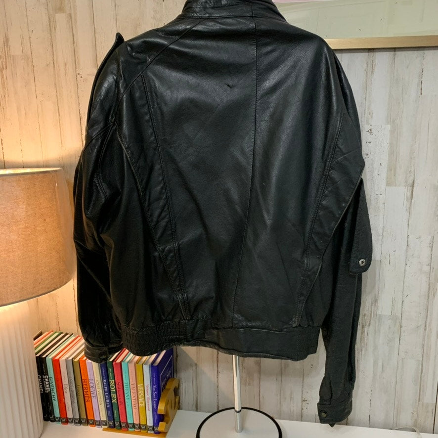 Wilsons The Leather Experts Jacket XL Black Biker Asym Snap