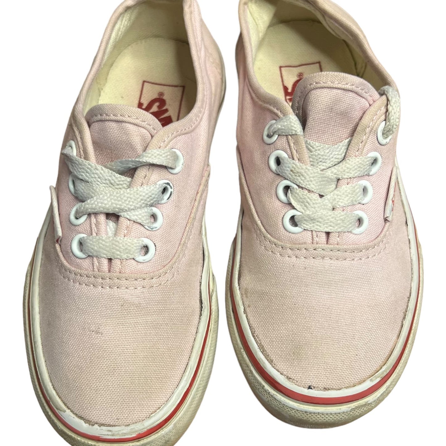 Vans Authentic Pink Heart Tape Canvas Low Top Lace Up Sneakers Kids Size 12.5