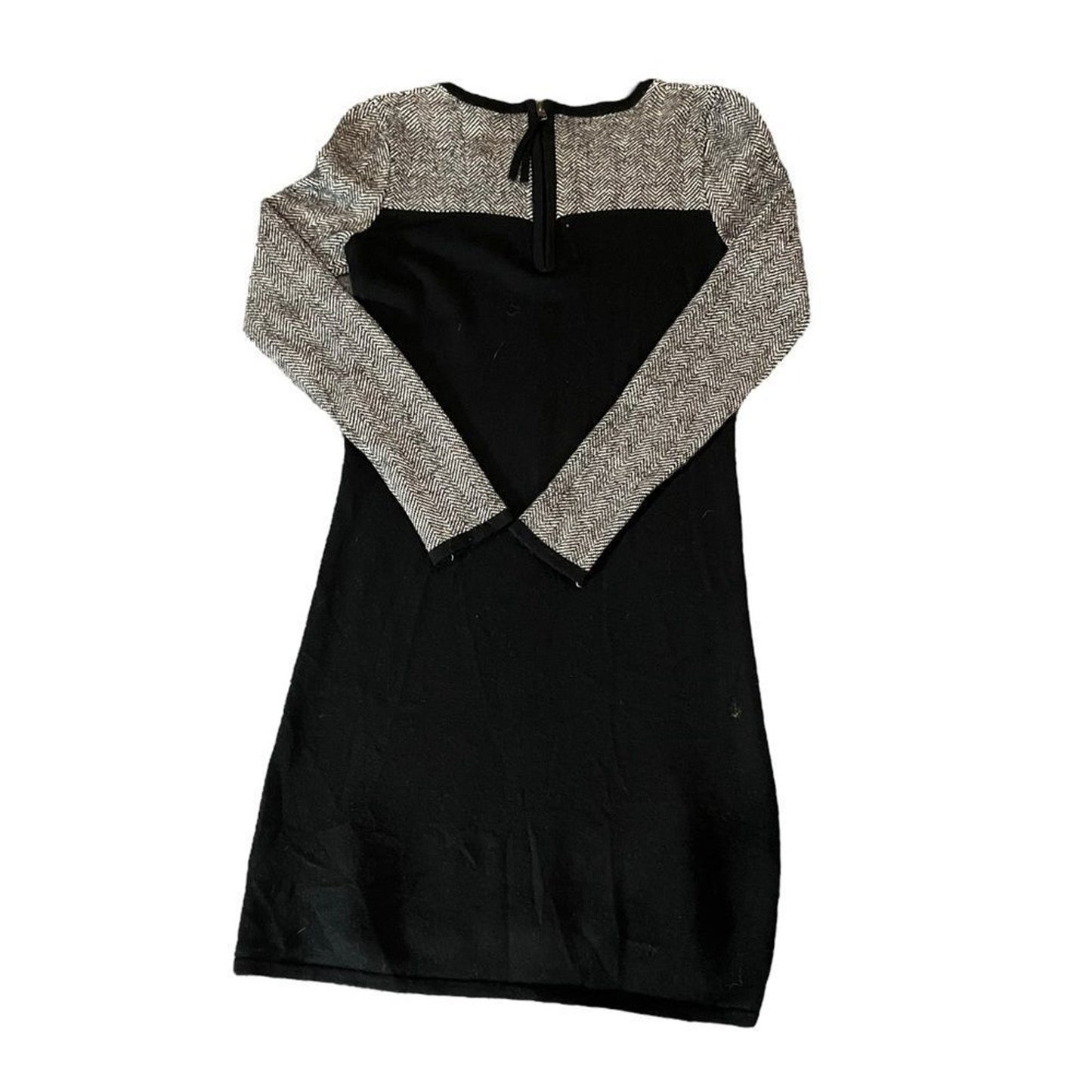 Cynthia Rowley Fine Merino Wool Sweater Dress Herringbone Long Sleeve XS
