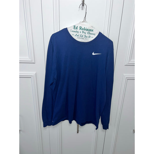 Nike Men's Blue Long Sleeve Athletic Fit Dri-FIT Shirt Size XL