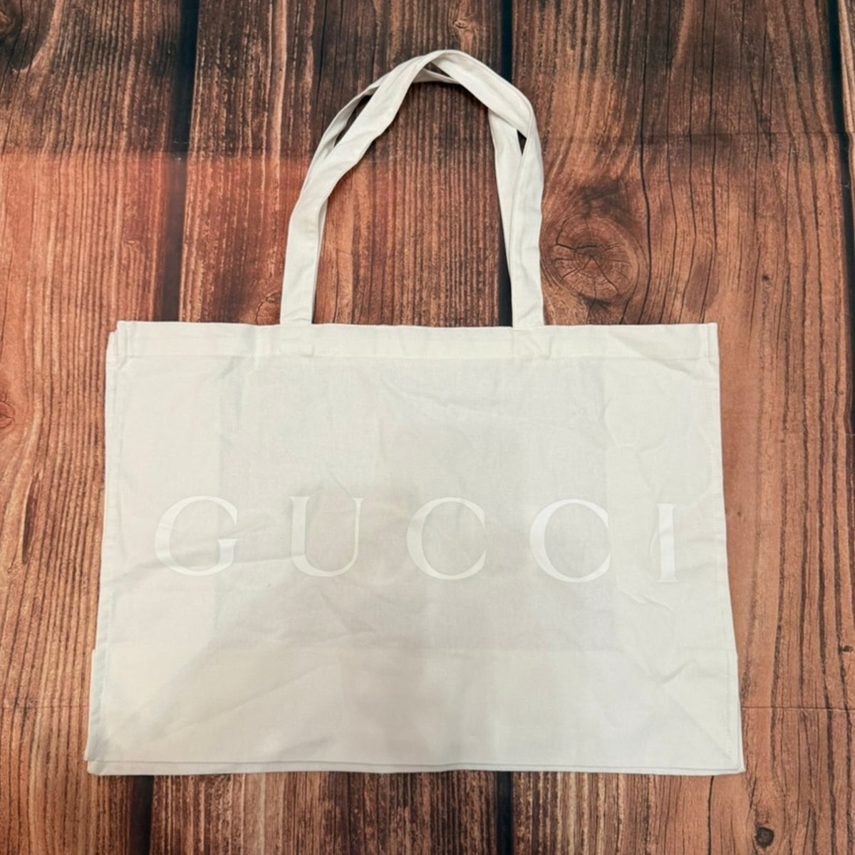 Gucci Tote Bag Large White Ivory Logo Print 22x16 Travel Beach Shopper