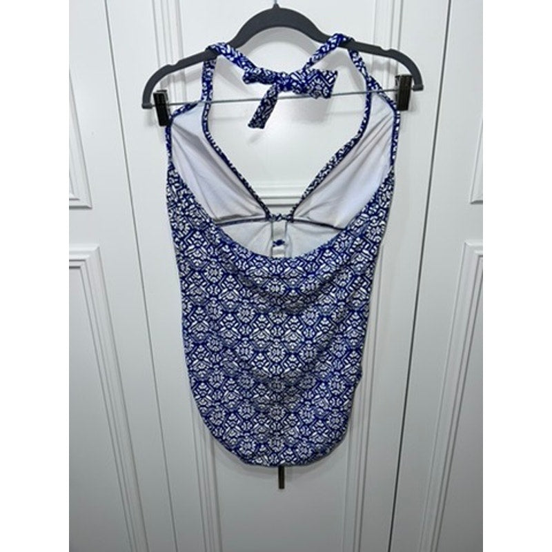 Lauren Ralph Lauren Women's Blue Print One-Piece Swimsuit Size 14