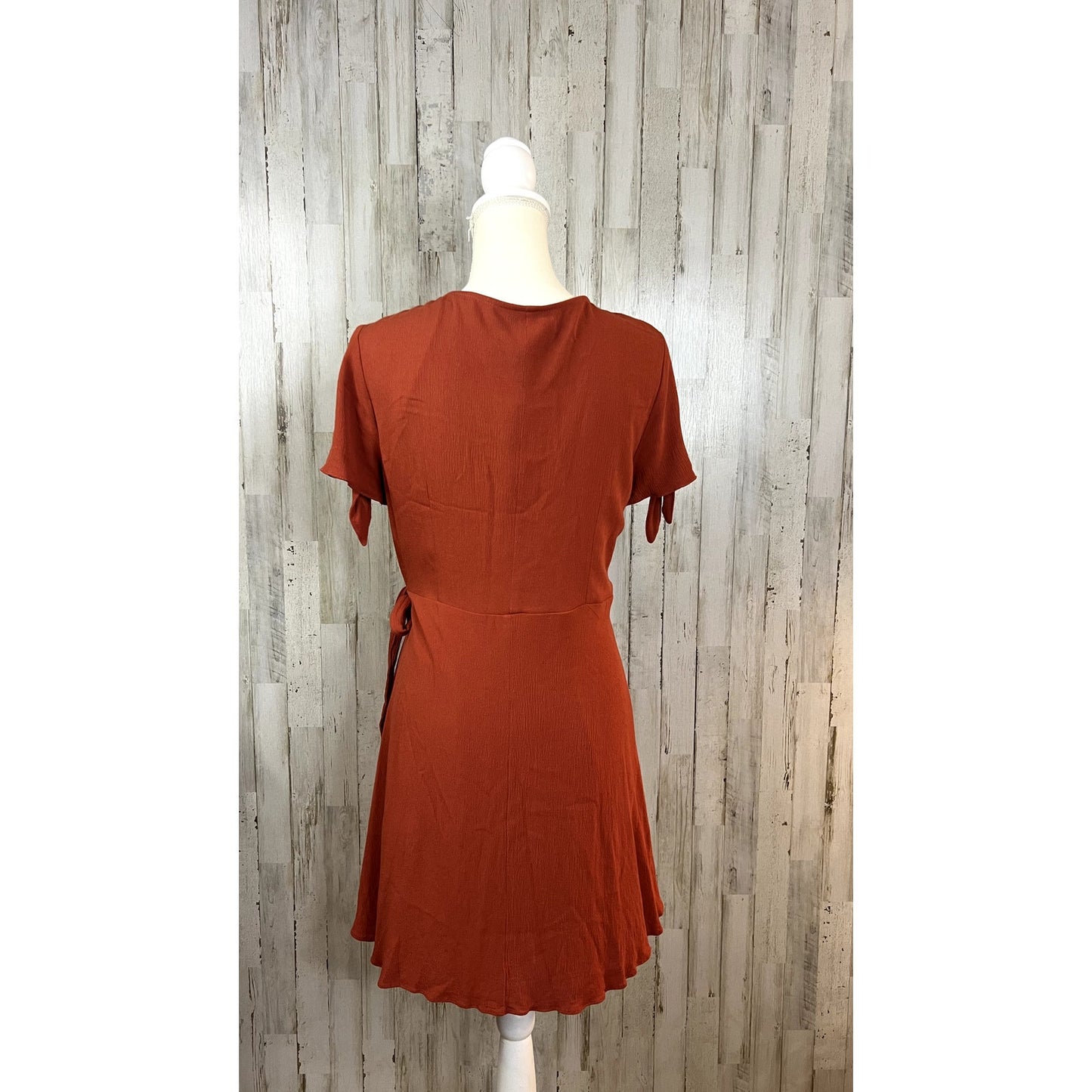 Lulus Women's XL Rust Orange Short Sleeve V-Neck Summer Short Dress Wrap Dress