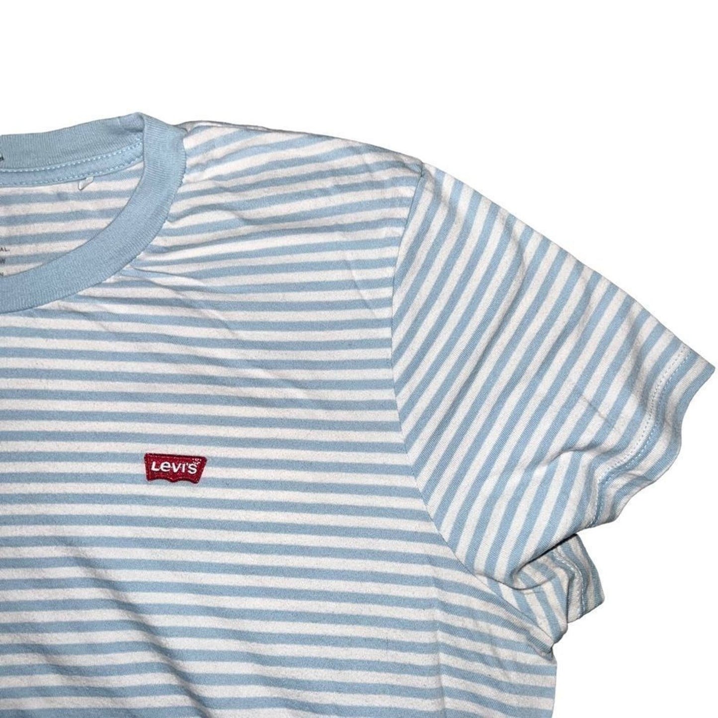 Levi's Fitted Light Blue & White Striped T Shirt Size Large