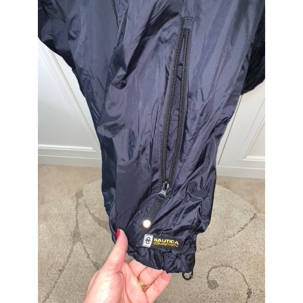 Nautica Competition Men's Black Windbreaker Jacket Size Large Casual