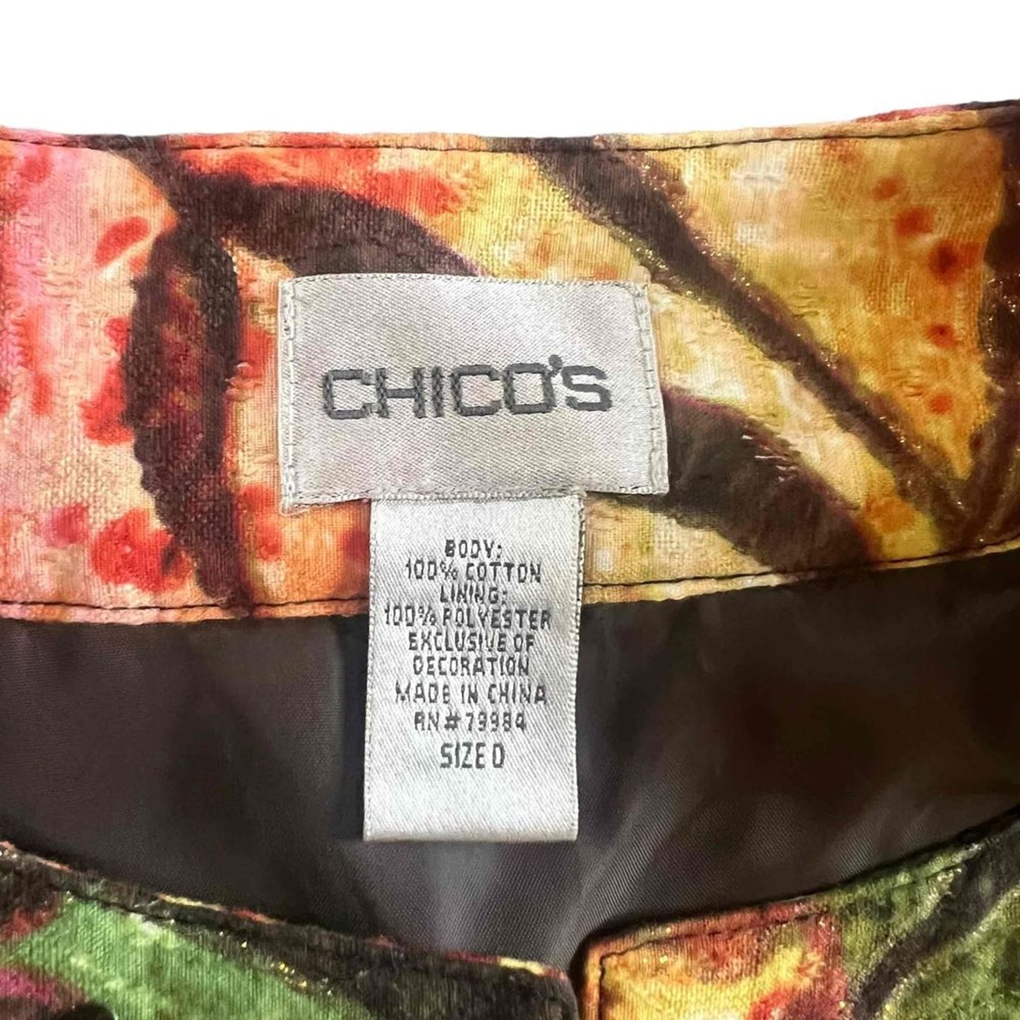 Chico's Blazer Womens Size 0/4 Tropical Floral Sequin Snap Front Jacket