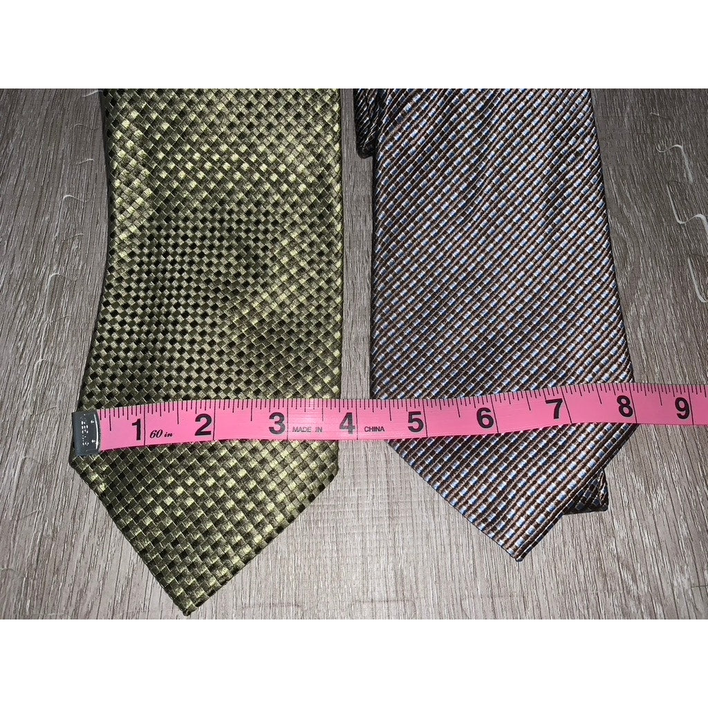 Men's Silk Geometric Ties Set of 2 Multicolor Handmade Classic Length Rountree and York