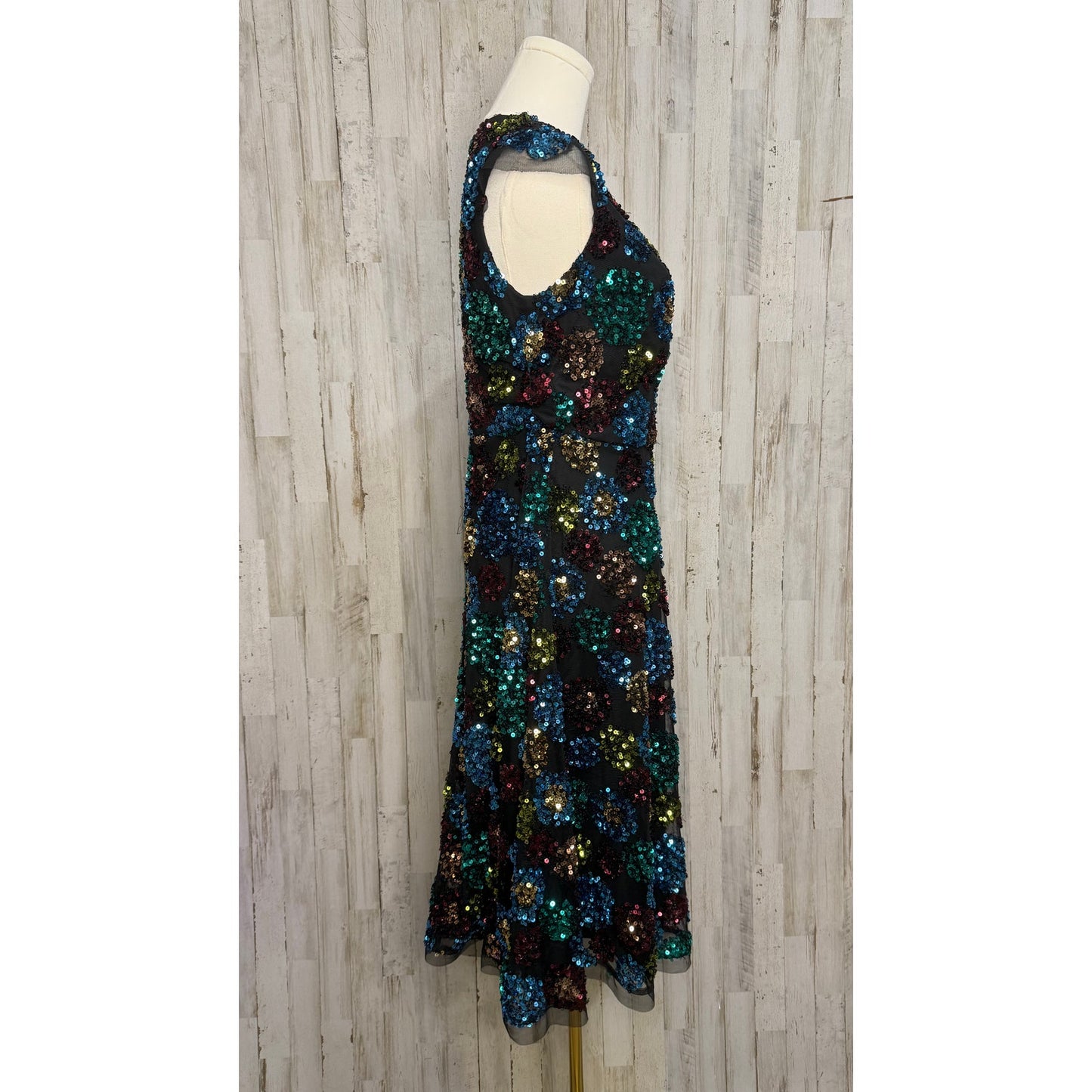 NWT Eva Franco Glenna Sequined Midi Dress Multicolor Size 0 Party/Cocktail