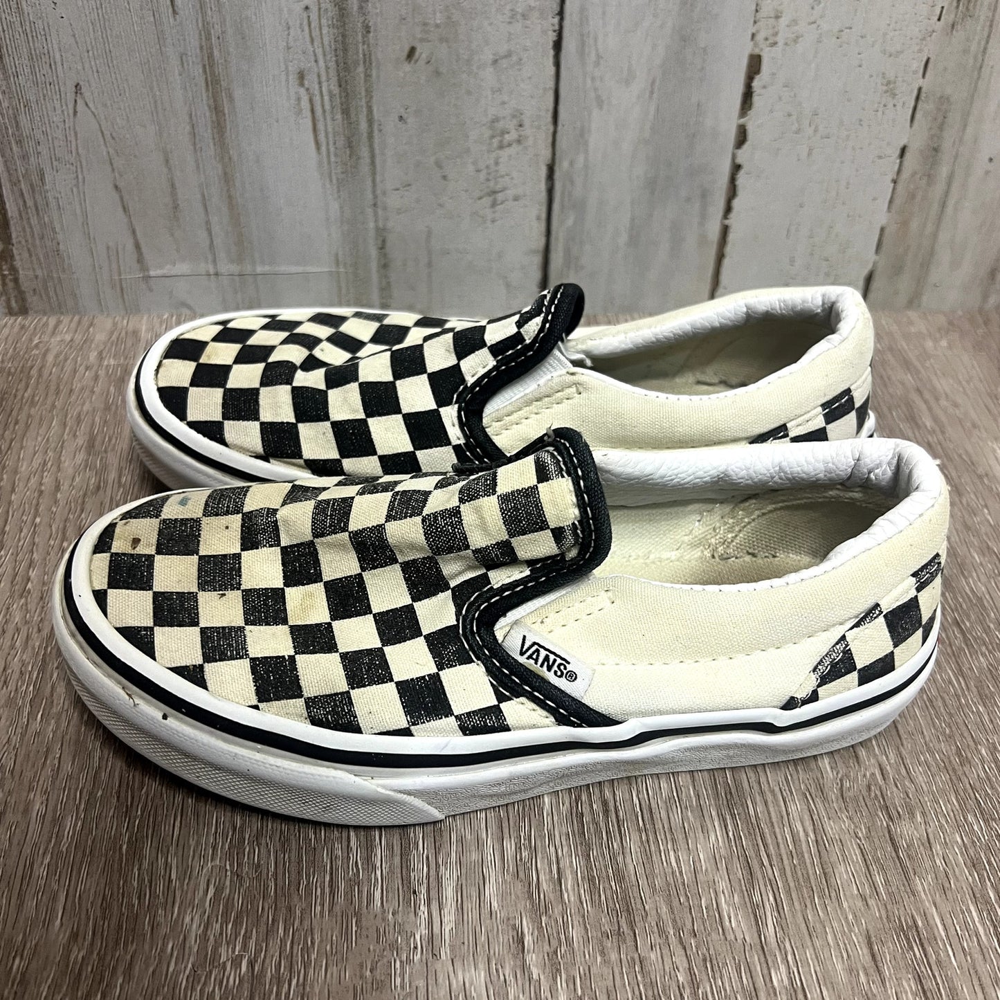 Vans Kids Slip-On Sneakers Size 13 Black & White Checkerboard Casual