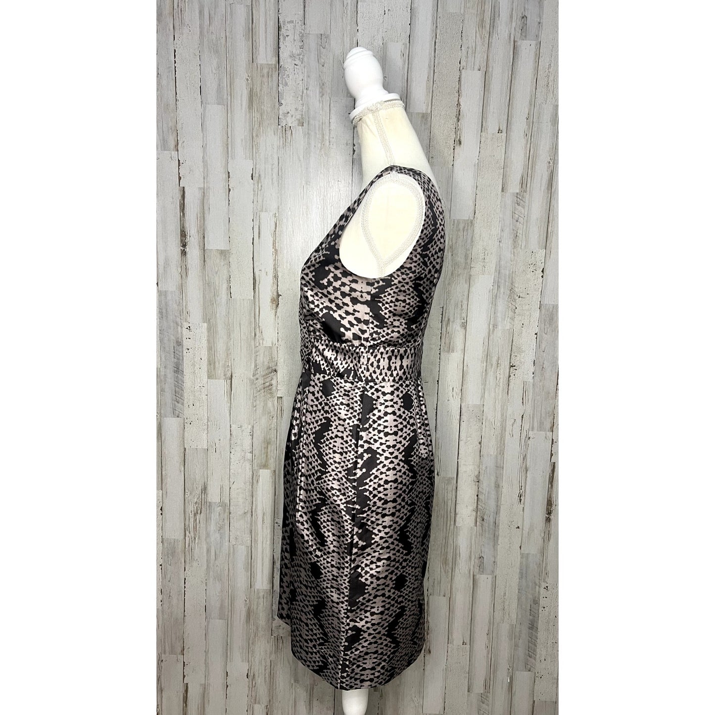 Banana Republic Women's Silk Snake Print Sheath V-Neck Dress Size 2