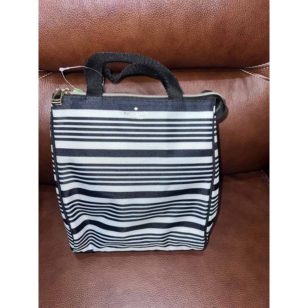 NWT Kate Spade Black & White Stripe Insulated Lunch Tote Bag