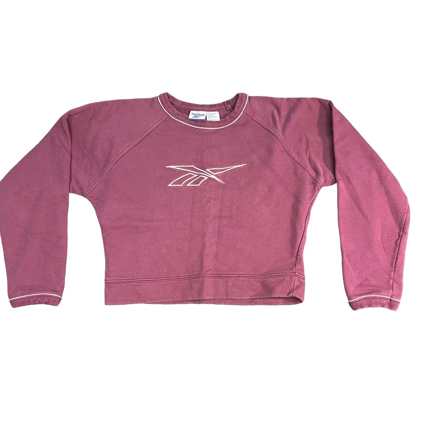 Vintage Reebok Women's Small Cropped Embroidered Logo Raglan Crewneck Sweatshirt