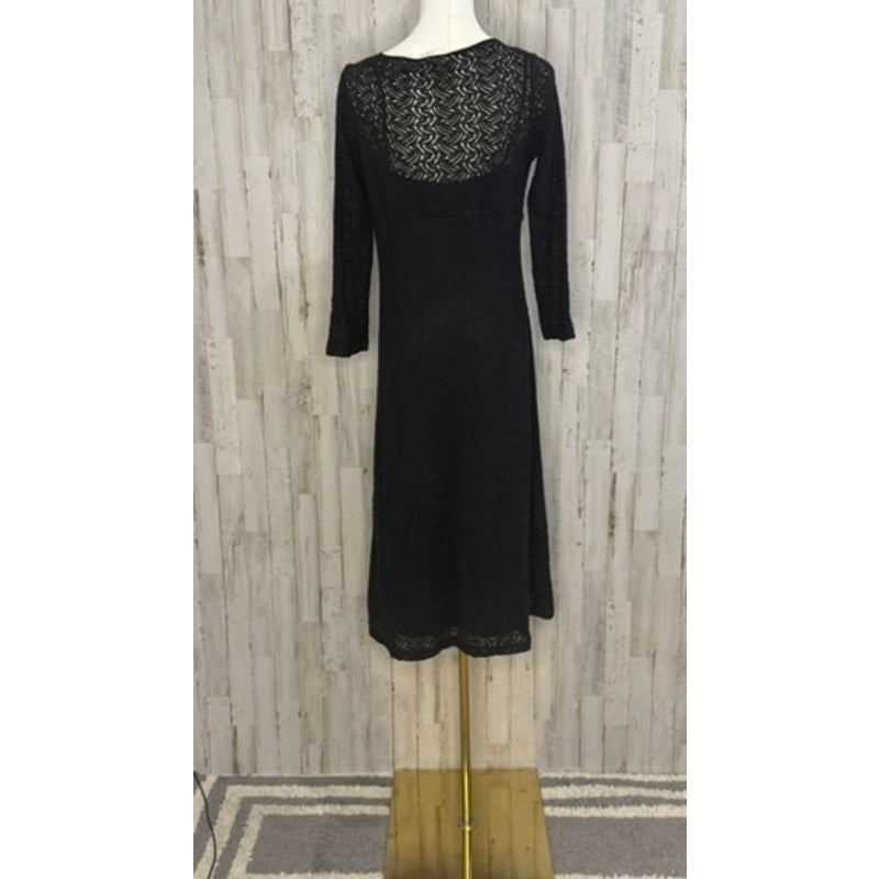 Ann Taylor LOFT Women's Black Lace Midi Dress Size 6 Long Sleeve Formal