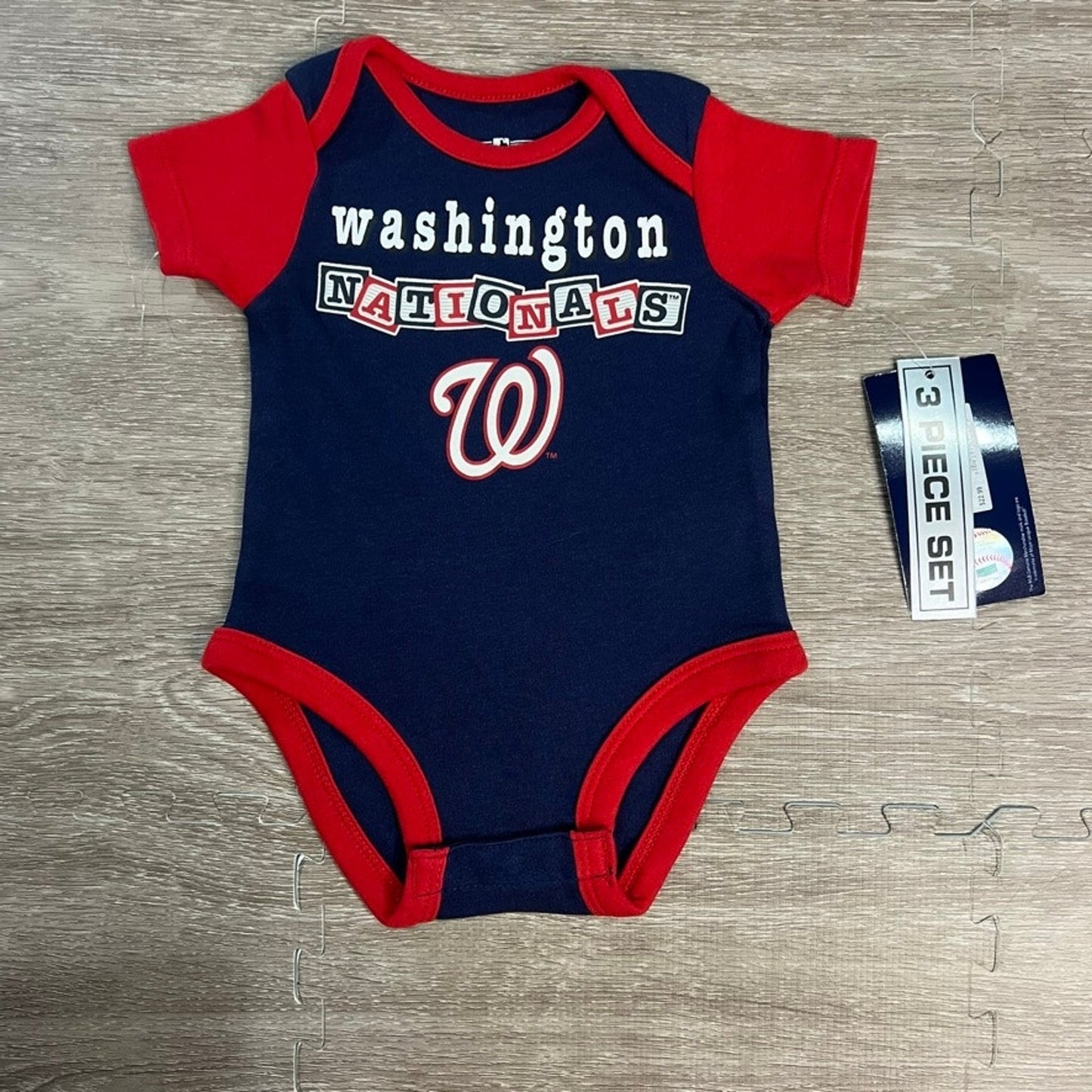 NWT Washington Nationals Infant Unisex 3-Piece Bodysuit Set Multicolor