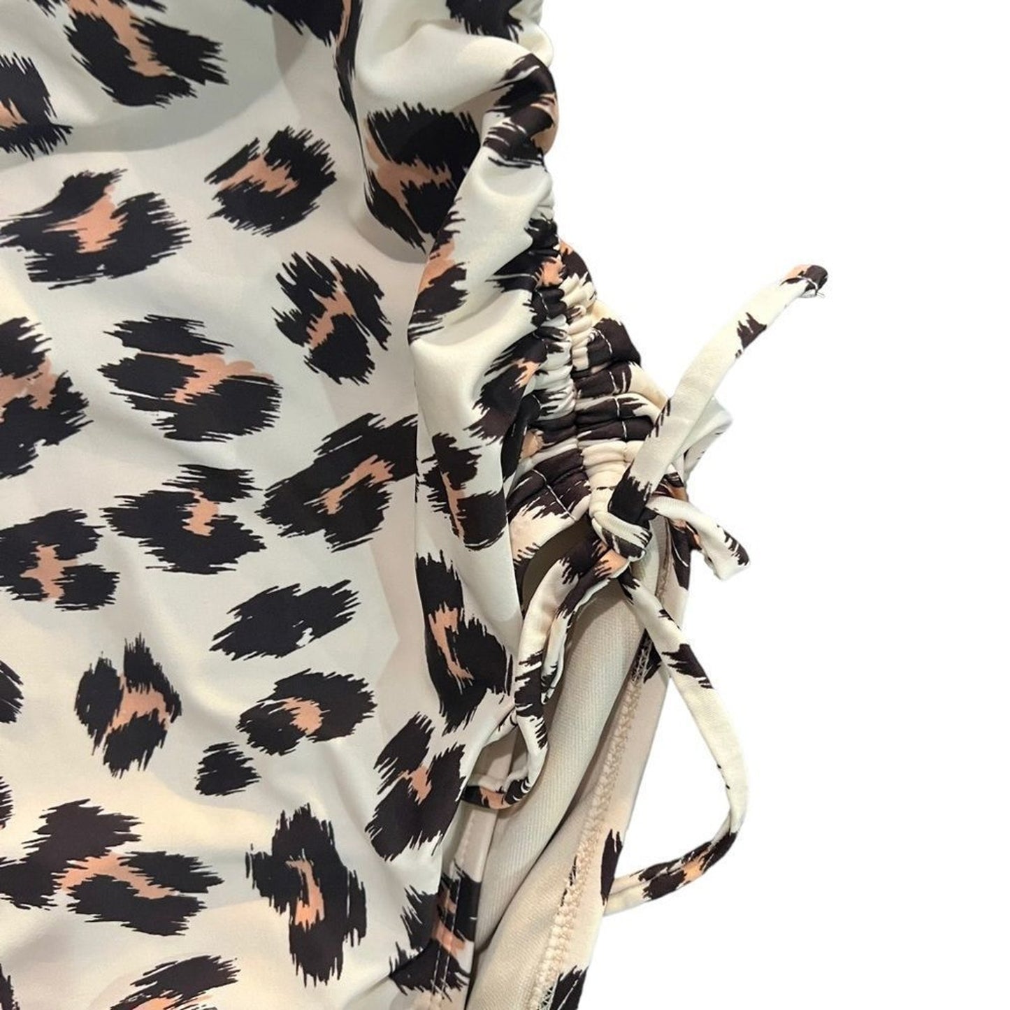 Kona Sol One-Piece Swimsuit Women's Medium Beige Leopard Print Racerback