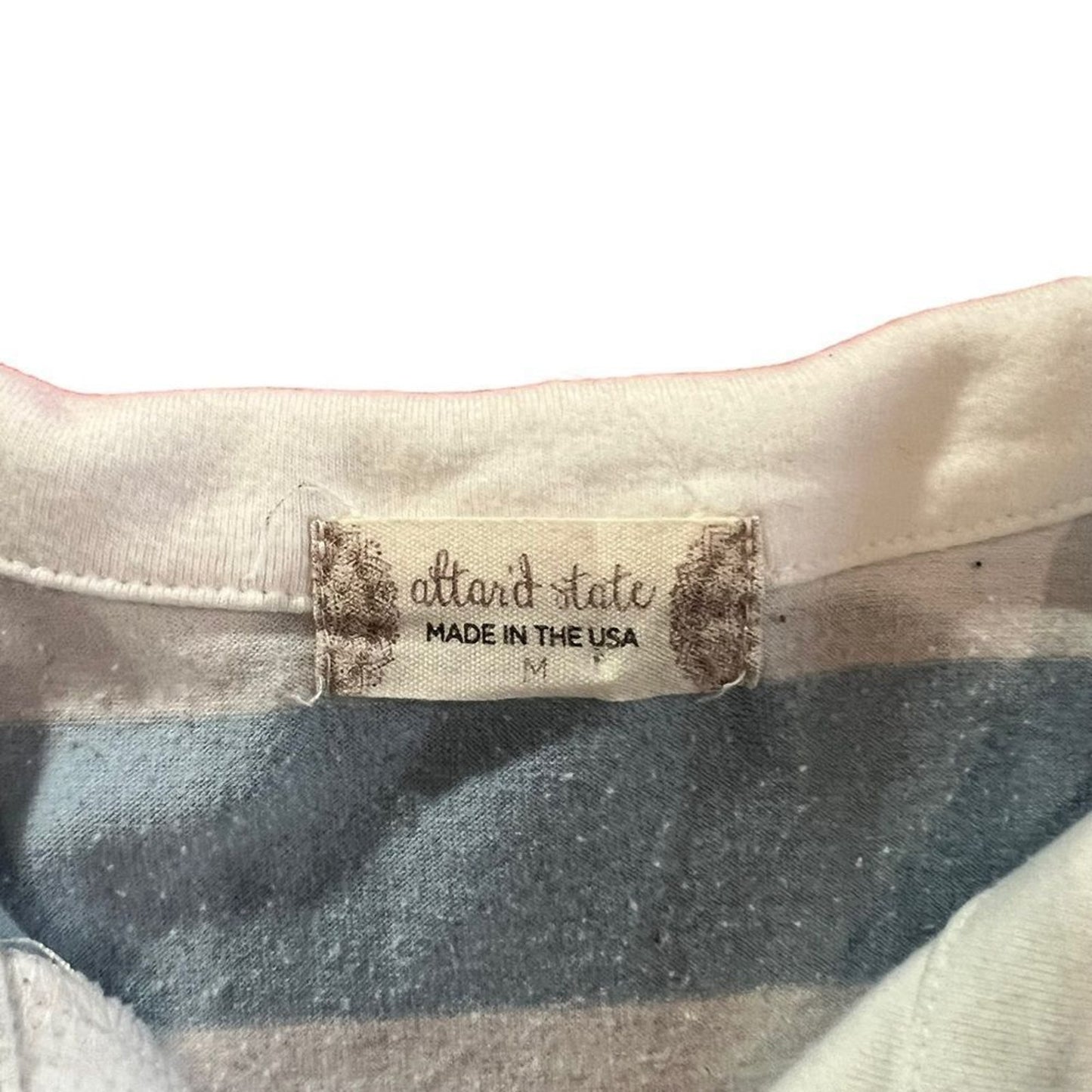 Altar’d State Womens Medium Cropped Rugby Polo Shirt Blue & White Striped
