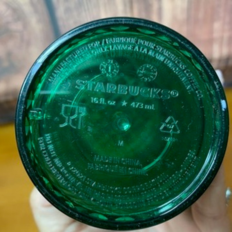 Starbucks Green Geometric Faceted Tumbler Cup w/ Lid 16 oz NO STRAW