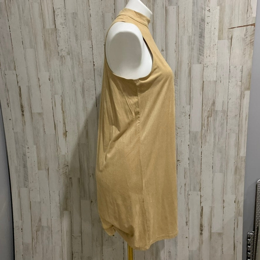 Sans Souci Dress Womens Size M Beige Sleeveless Mock Neck