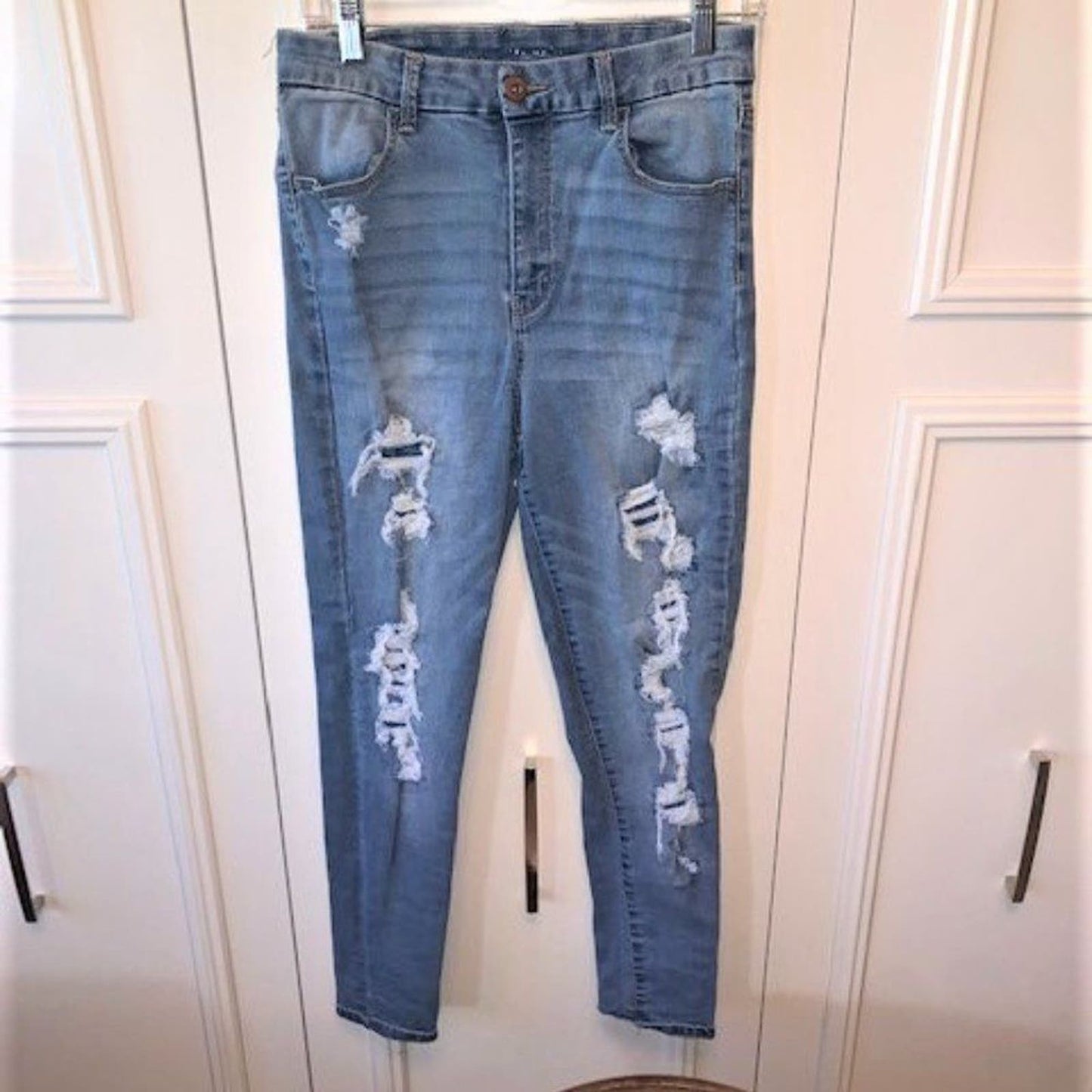 high rise blue skinny jeans  13