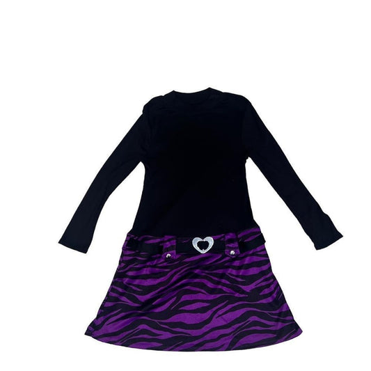 NWT Girls Bonnie Jean Black & Purple Zebra Print Dress Size 20 1/2