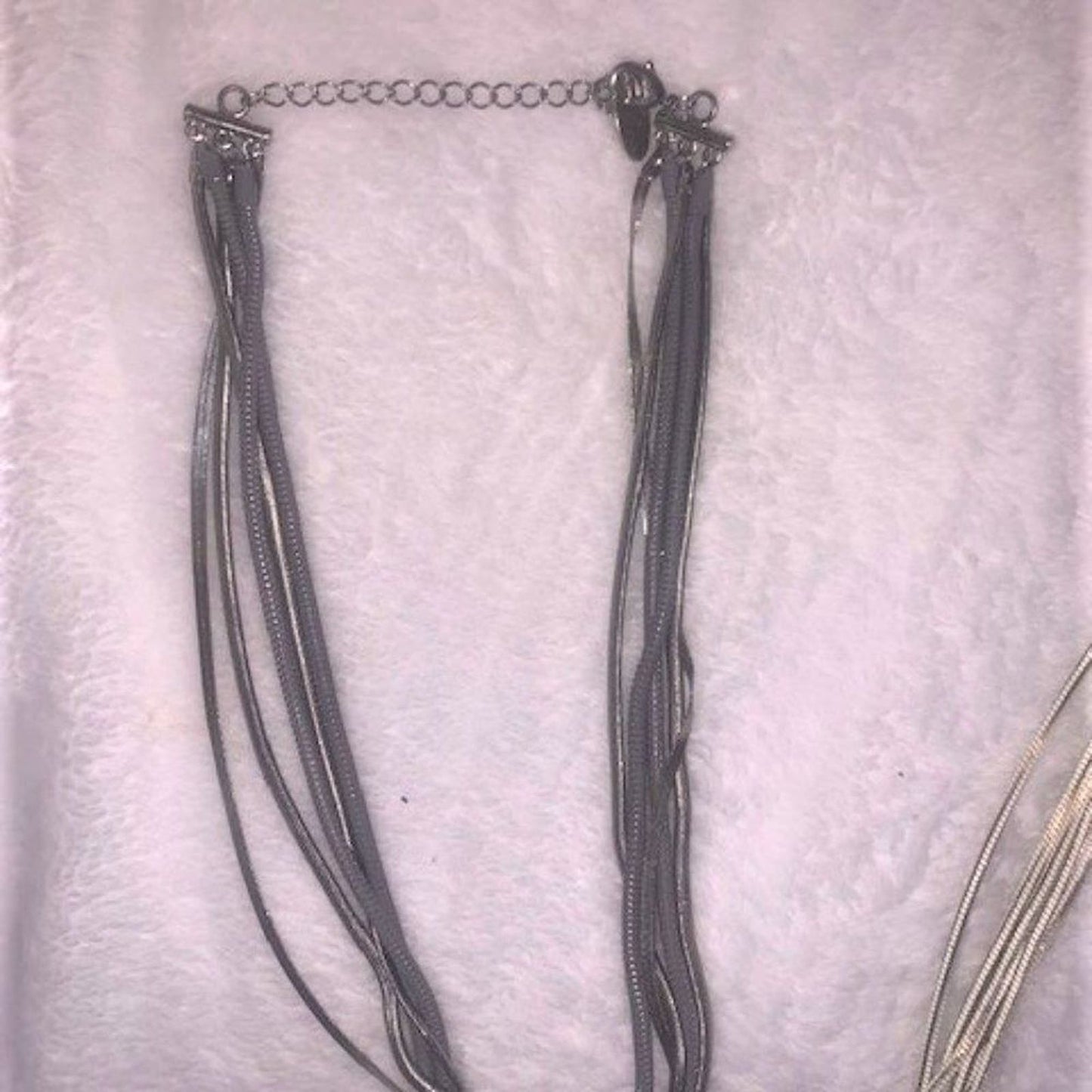 Set 2 Jules Multi-strand "liquid silver" blue/white necklaces