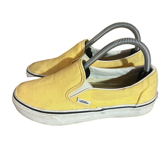 Vans Off The Wall Yellow and White Slip on Vans Size 7.5