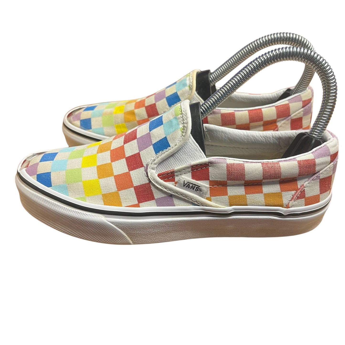 Vans Classic Slip-On Canvas Rainbow Checkerboard Slip-on Unisex Shoes M6.5/W8