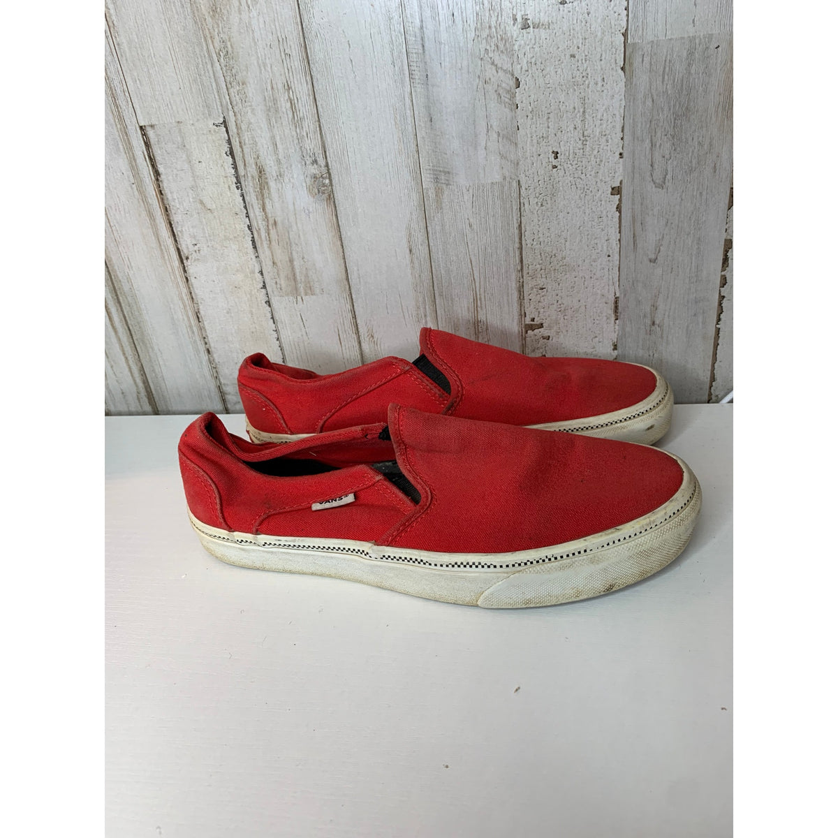 Vans Classic Slip-On Sneakers Womens Size 7 Racing Red Skate Casual Shoes