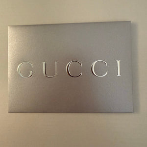 Gucci Metallic Silver Embossed Logo Envelope Gift Card Holder Horsebit