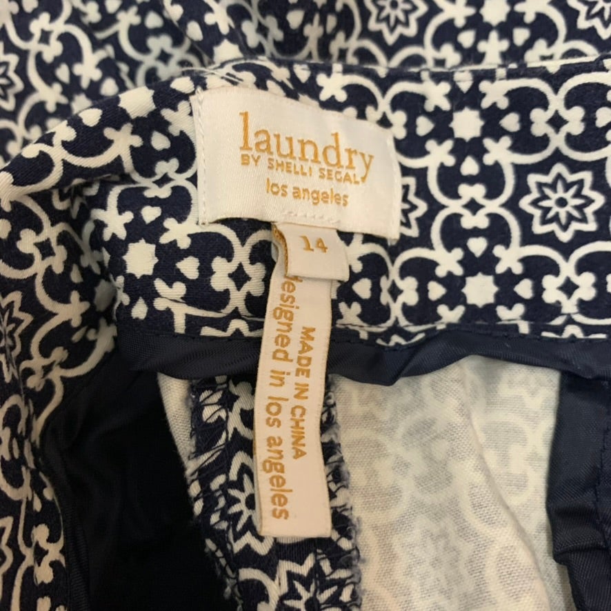 Laundry by Shelli Segal Ankle Pant Womens Size 14 Blue Print