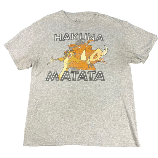 Disney Lion King Kahuna Matata Unisex Men's Gray Large Crewneck T-Shirt