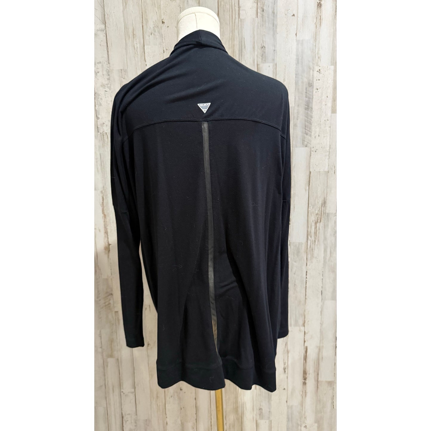 Columbia Cardigan Womens XS Black Open Front Draped Long Sleeve Stretch