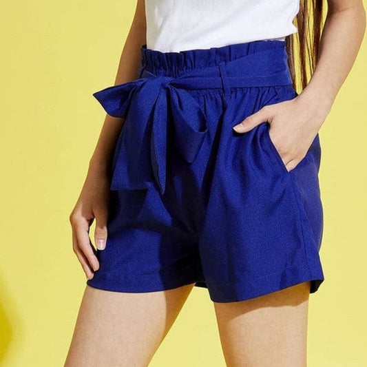 Blue Paperbag waist shorts