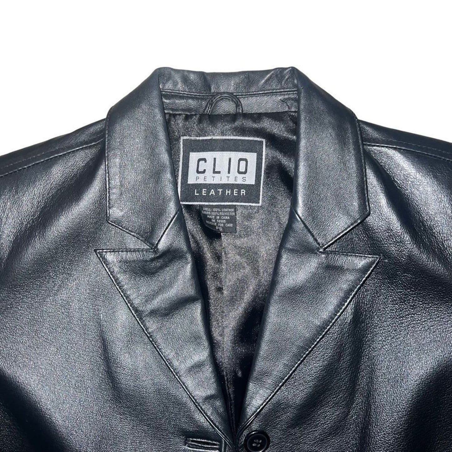 Clio Women's Black 3-Button Lined Moto All Leather Jacket w/ Pockets, Size Small