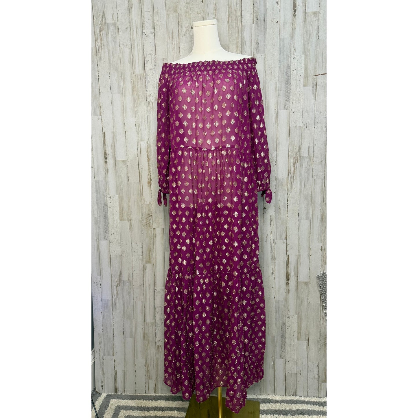 NWT Lilly Pulitzer Women's Dayla Off-Shoulder Maxi Cover-Up Small Amarena Cherry