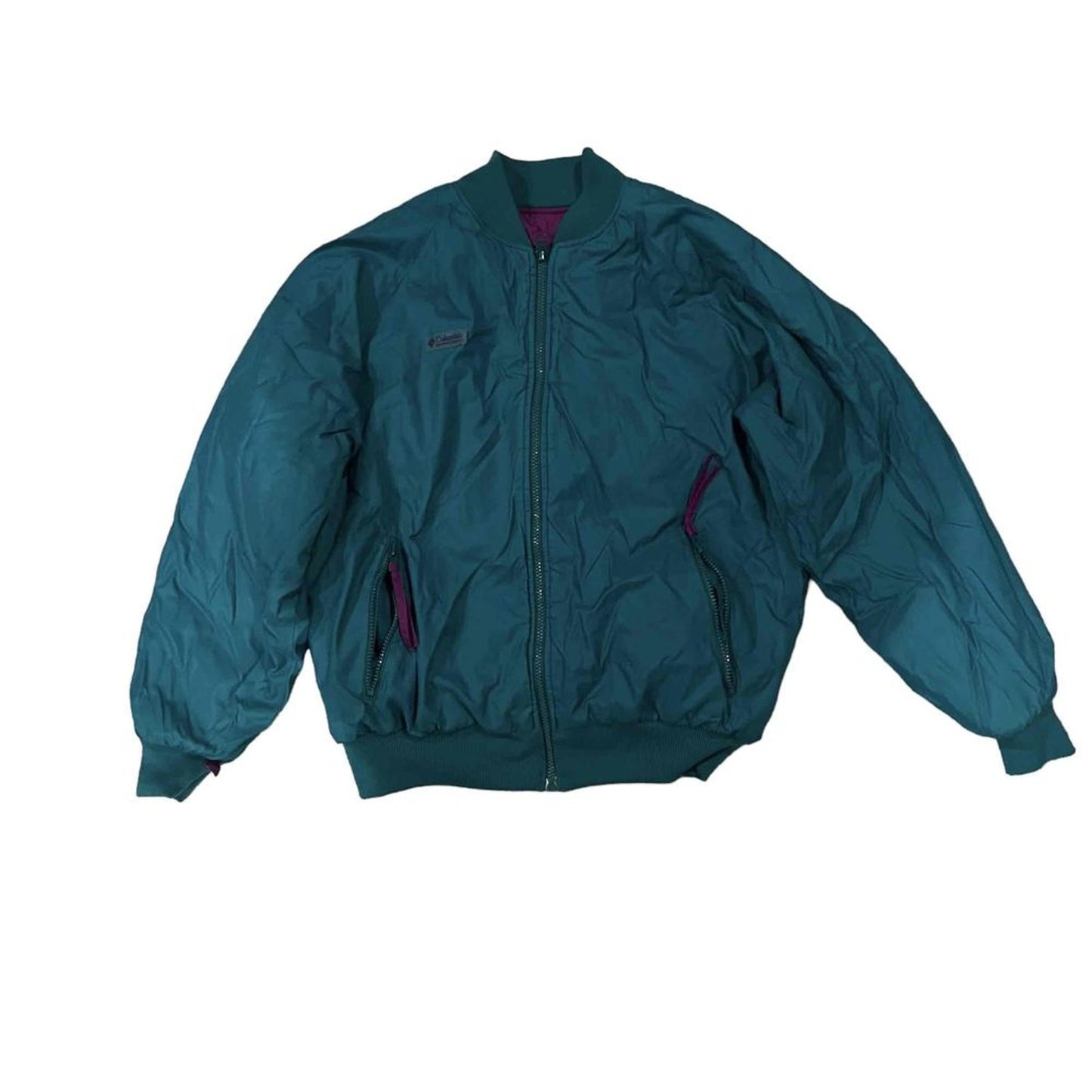 Columbia Reversible Bomber Jacket Purple Teal Full Zip Size Medium Unisex