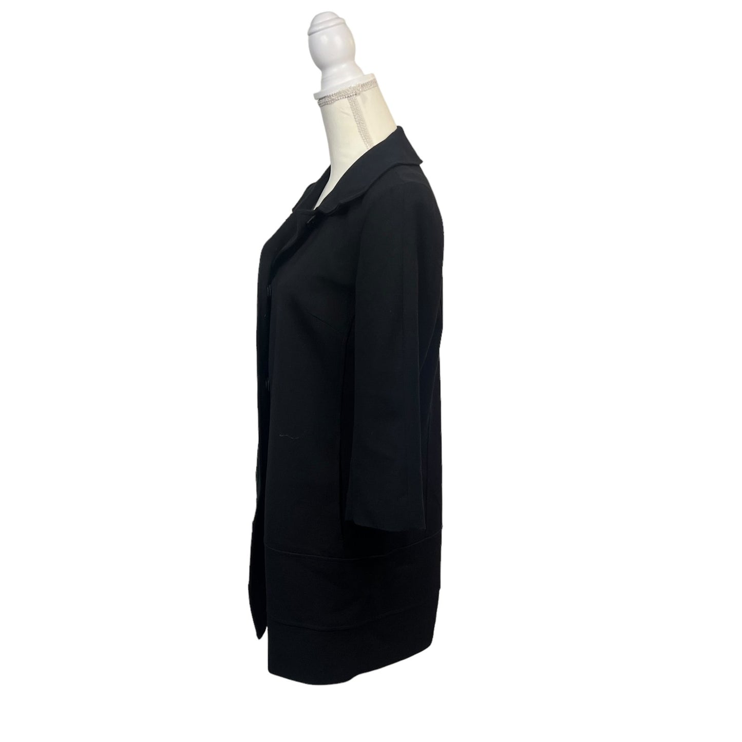 Banana Republic Women's Black Overcoat Size Small 3/4 Sleeve Mid-Length Elegant