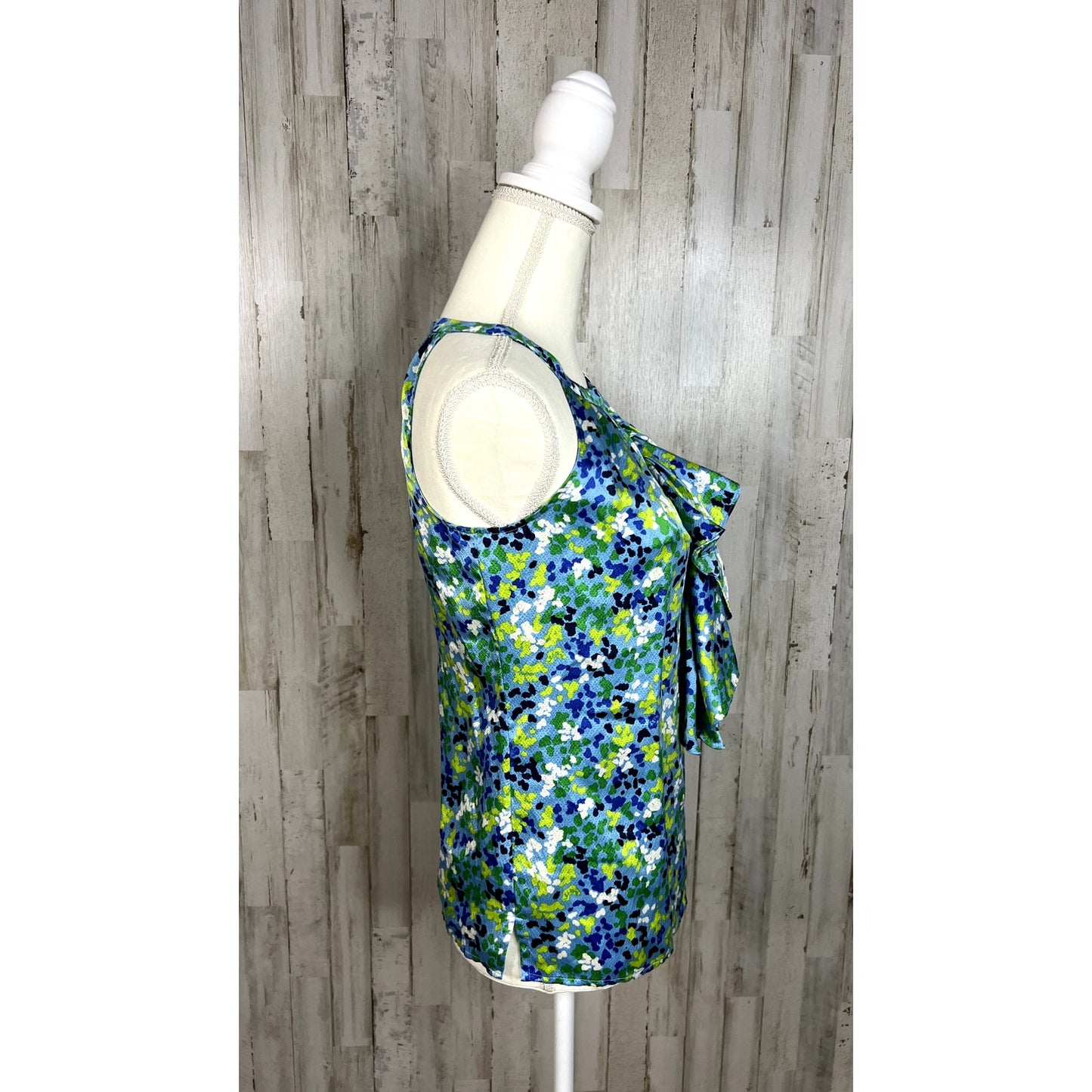 Lilly Pulitzer Women's Silk Floral Tank Top Blue/Green Size 0 Sleeveless Casual