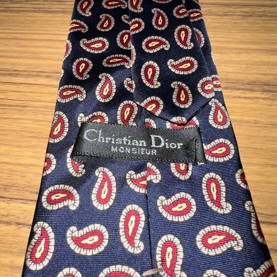 Christian Dior Monsieur Men's Paisley Silk Necktie Multicolor