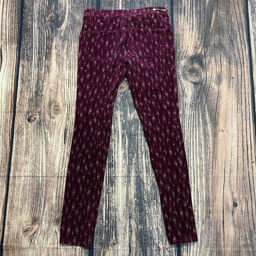 Pilcro & The Letterpress Women's Burgundy Skinny Corduroy Pants Size 26