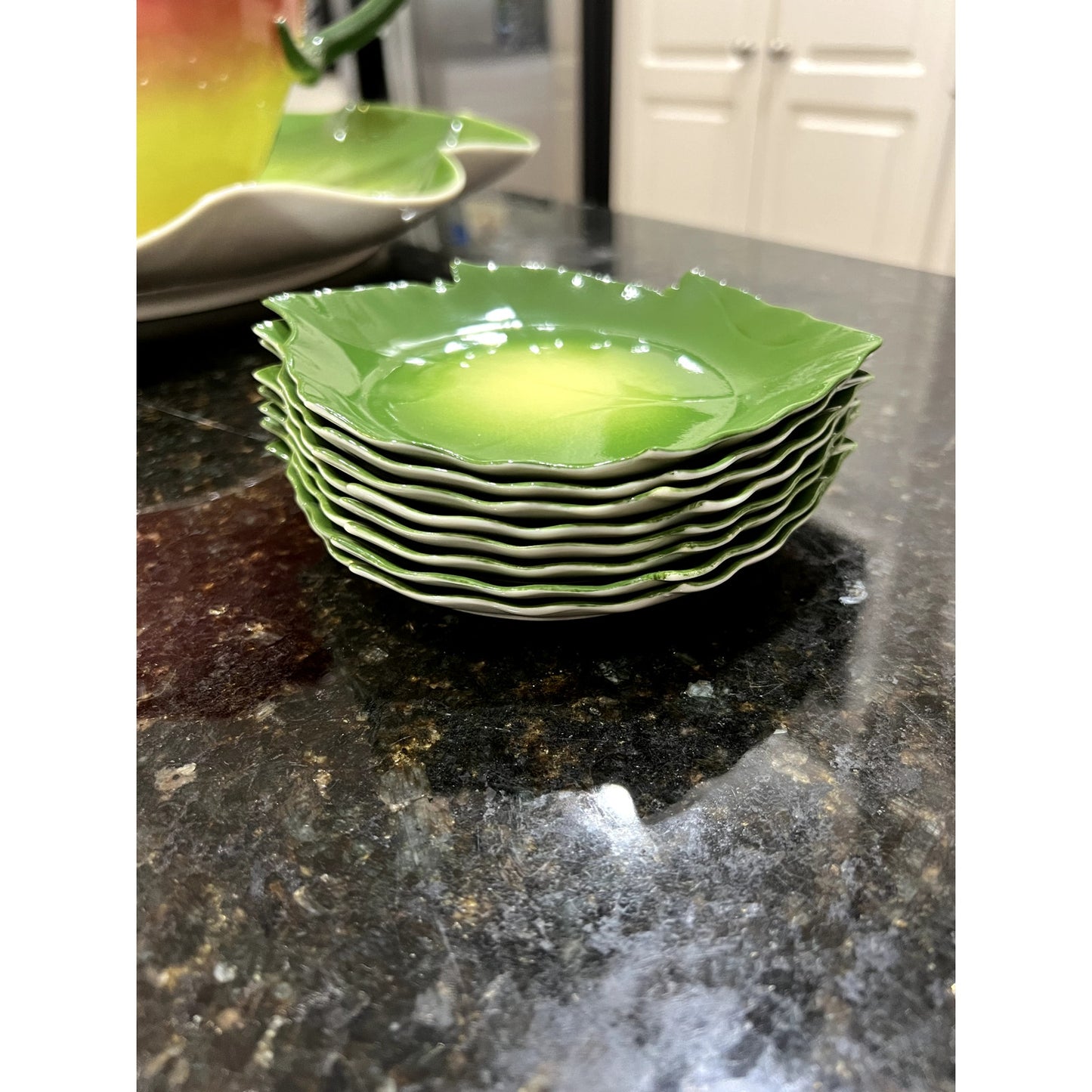 Handcrafted Enamel Floral Ceramic Tea Punch Bowl Set 8-Piece