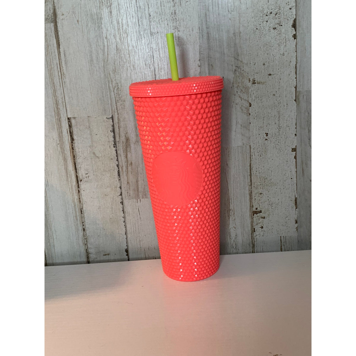 Starbucks Studded Dragon Fruit Coral Cold Cup Tumbler 24 oz w/ Straw