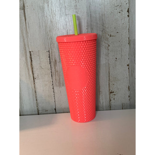 Starbucks Studded Dragon Fruit Coral Cold Cup Tumbler 24 oz w/ Straw