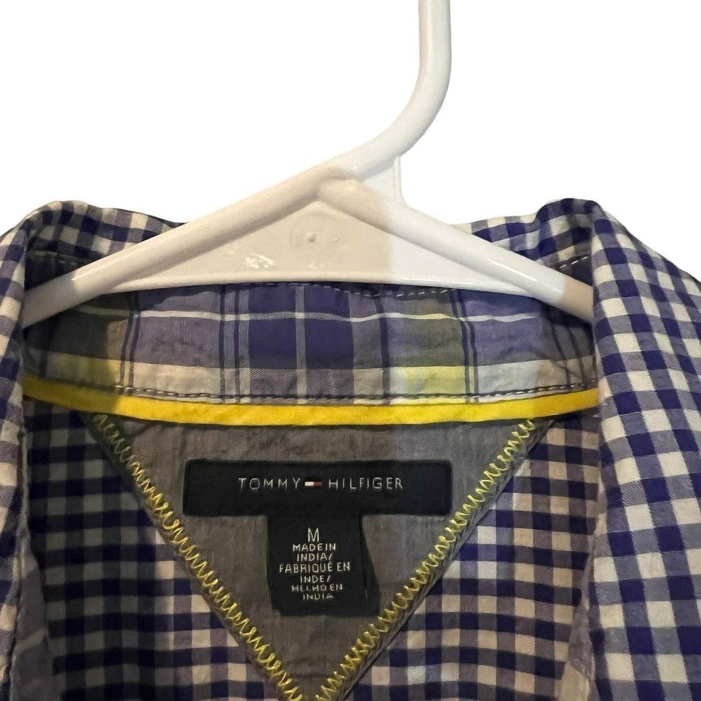 Tommy Hilfiger Button-Up Shirt Womens Medium Blue White Gingham Check Long